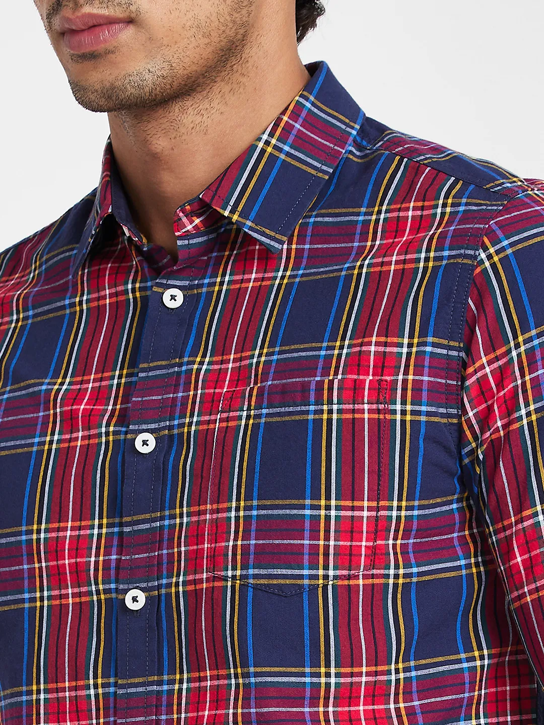 Navy Slim Fit Regular Collar Men's Shirt by Being Human Clothing - Image 4