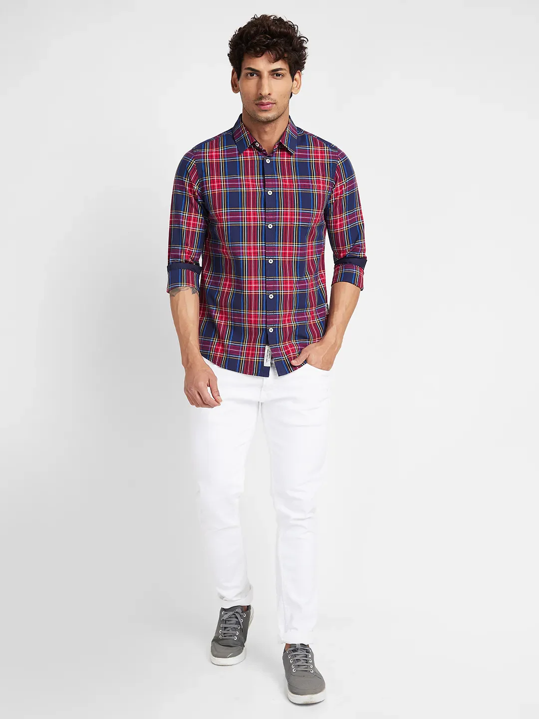 Navy Slim Fit Regular Collar Men's Shirt by Being Human Clothing - Image 5