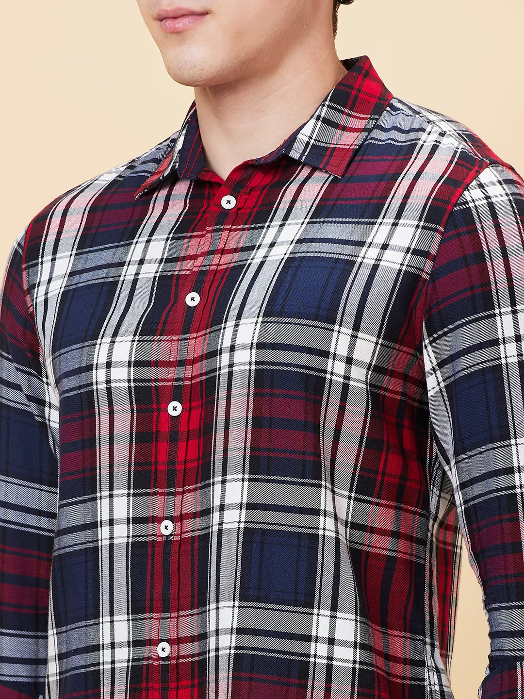 Blue Slim Straight Fit Regular Collar Long Sleeves Men's Shirt by Being Human Clothing - Image 4