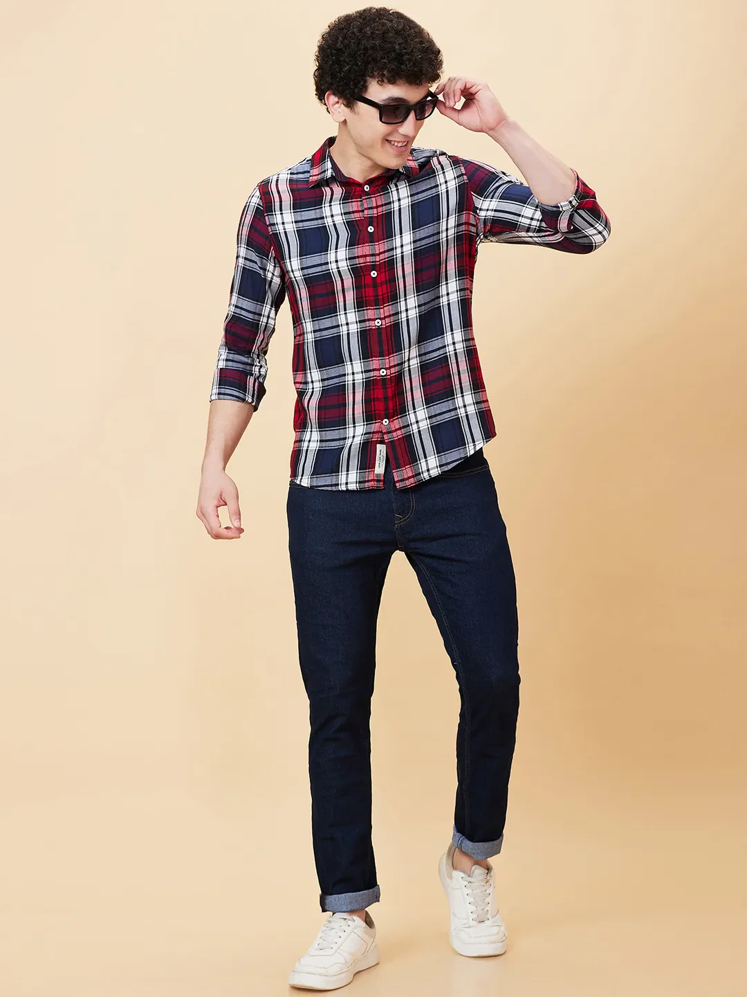 Blue Slim Straight Fit Regular Collar Long Sleeves Men's Shirt by Being Human Clothing - Image 5