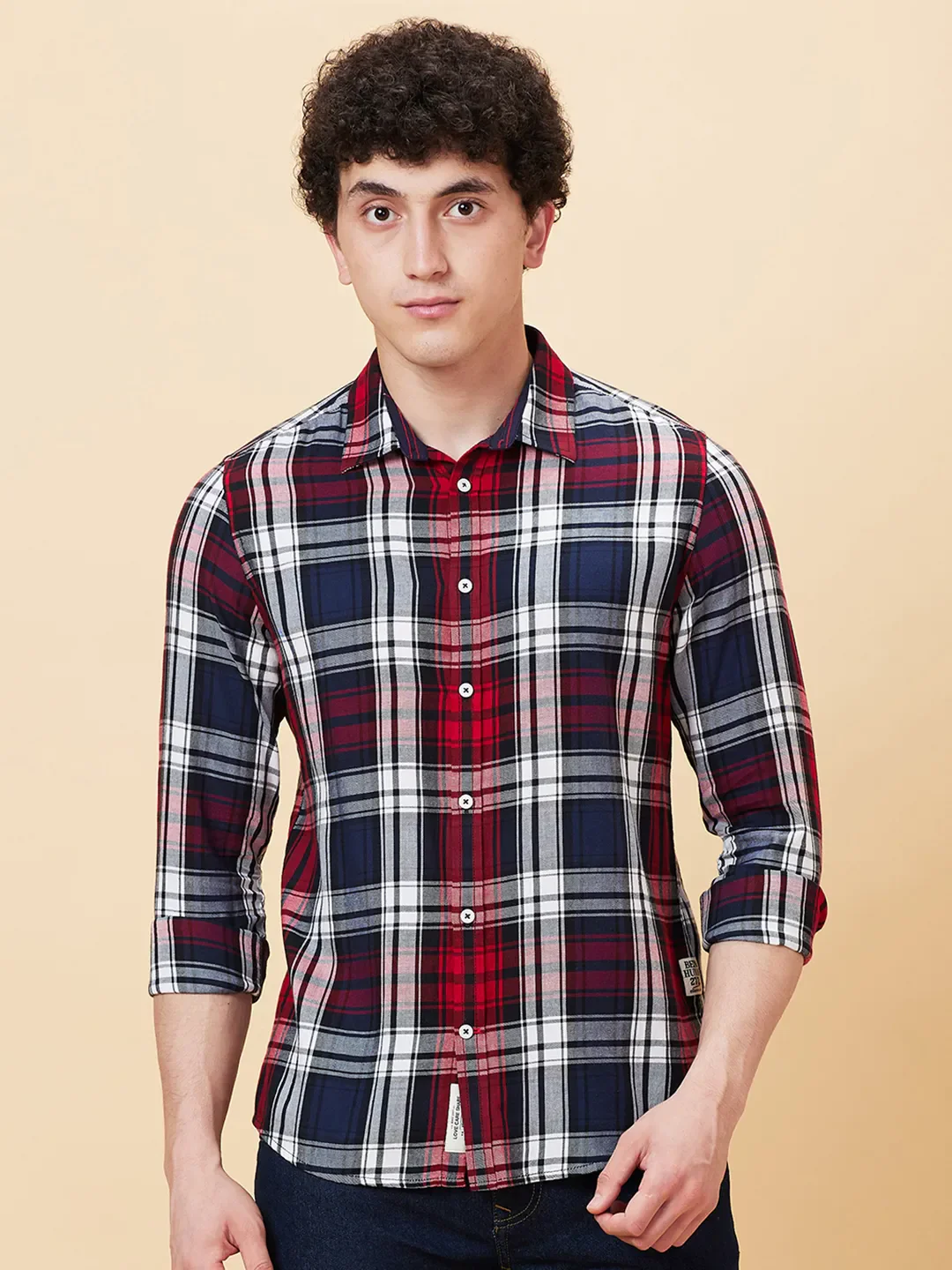 Blue Slim Straight Fit Regular Collar Long Sleeves Men's Shirt by Being Human Clothing - Image 6