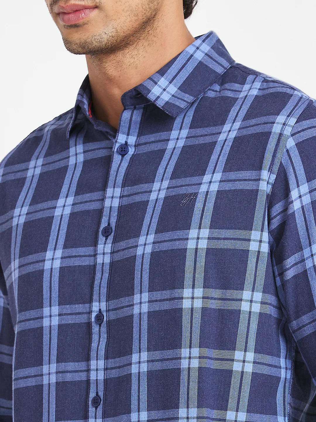 Navy Slim Fit Regular Collar Men's Shirt by Being Human Clothing - Image 5