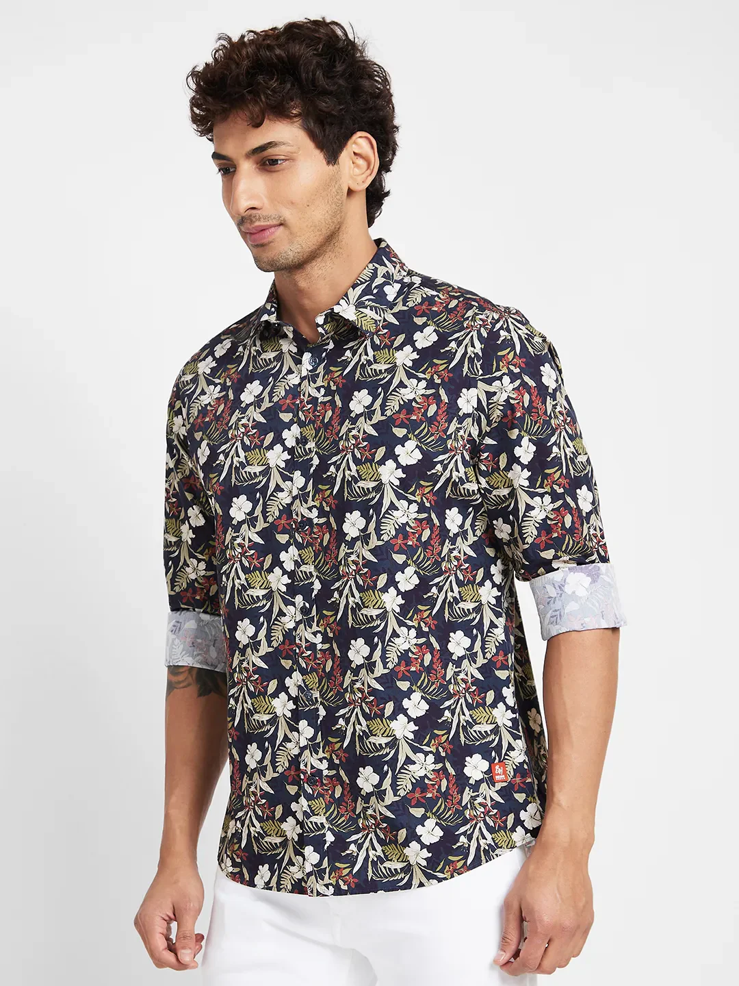 Navy Slim Fit Regular Collar Men's Shirt by Being Human Clothing - Image 3