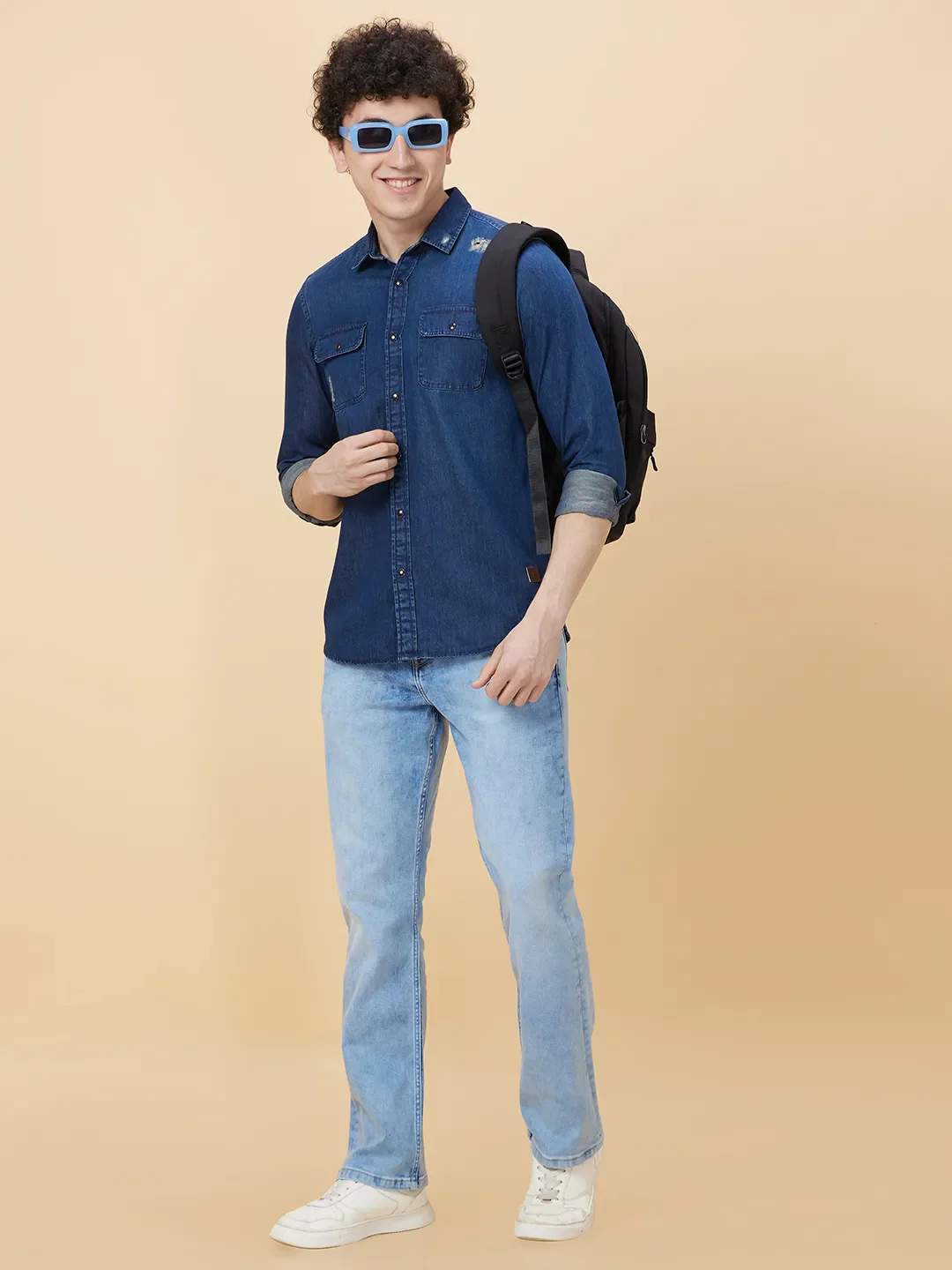Navy Slim Fit Regular Collar Men's Shirt by Being Human Clothing - Image 6