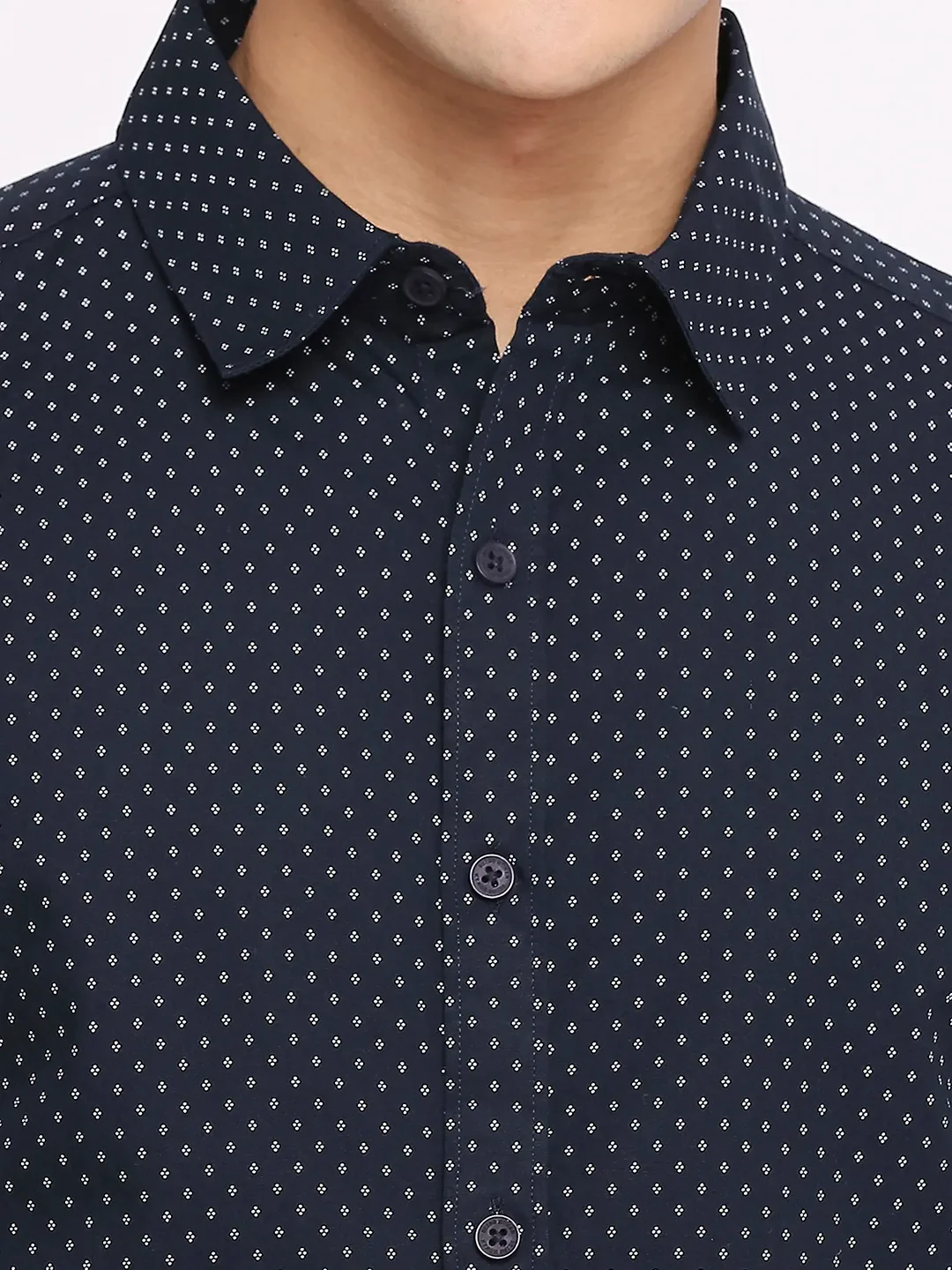 Blue Slim Straight Fit Regular Collar Long Sleeves Men's Shirt by Being Human Clothing - Image 5