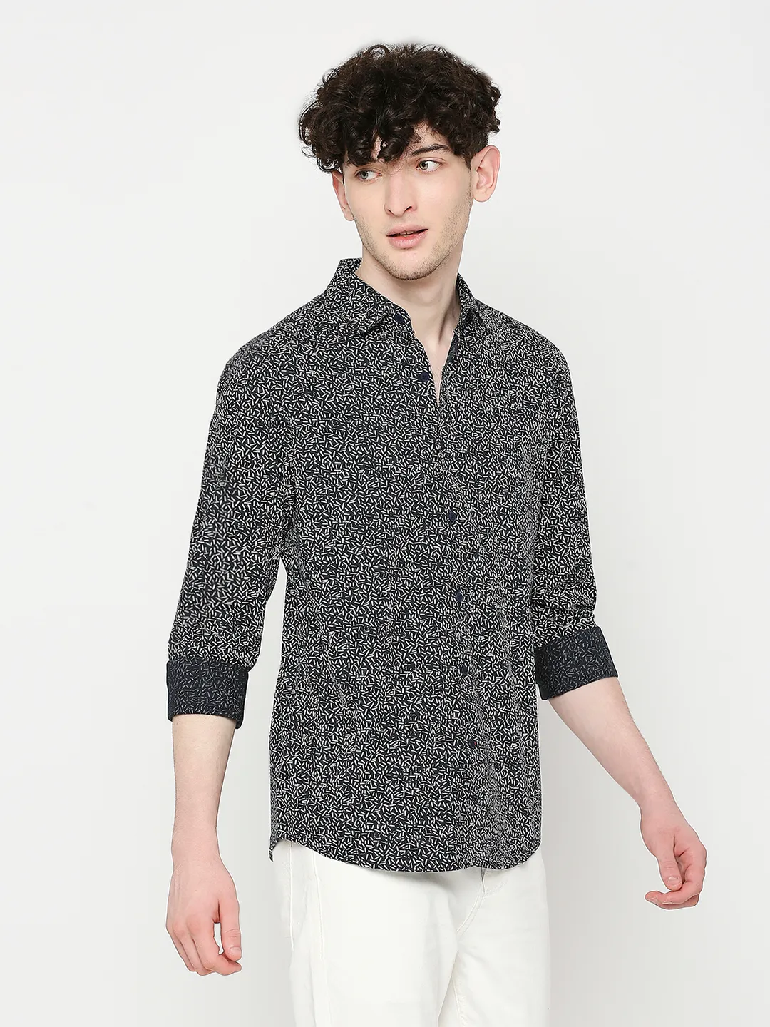 Blue Slim Straight Fit Regular Collar Long Sleeves Men's Shirt by Being Human Clothing - Image 3
