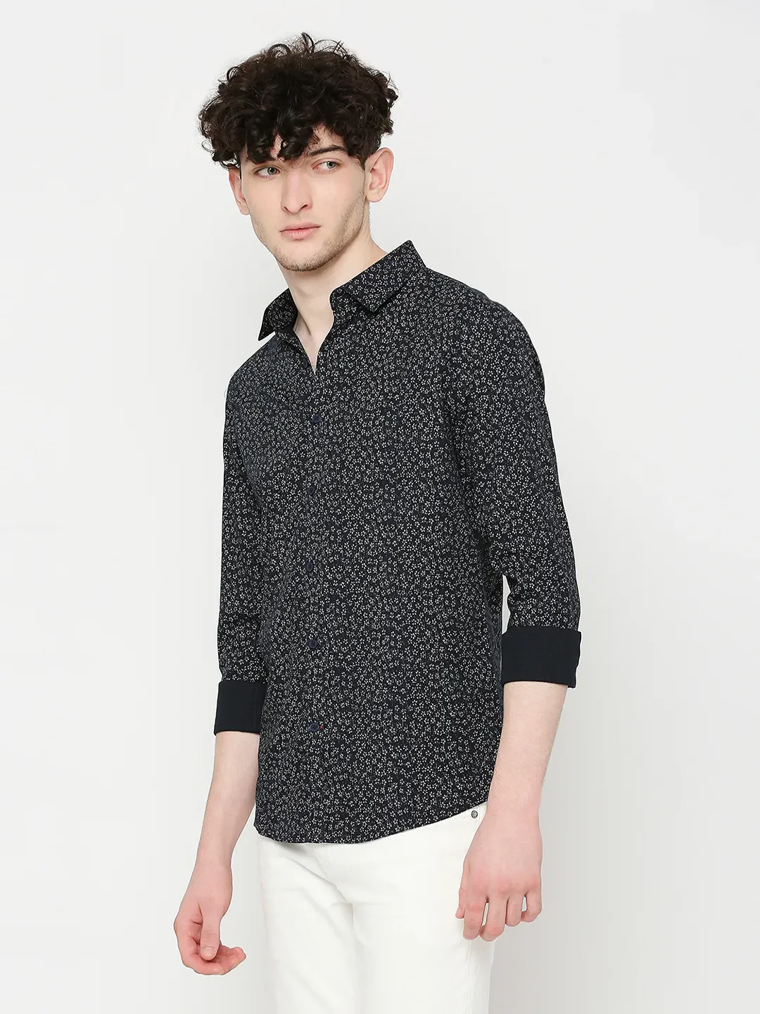 Blue Slim Straight Fit Regular Collar Long Sleeves Men's Shirt by Being Human Clothing - Image 2