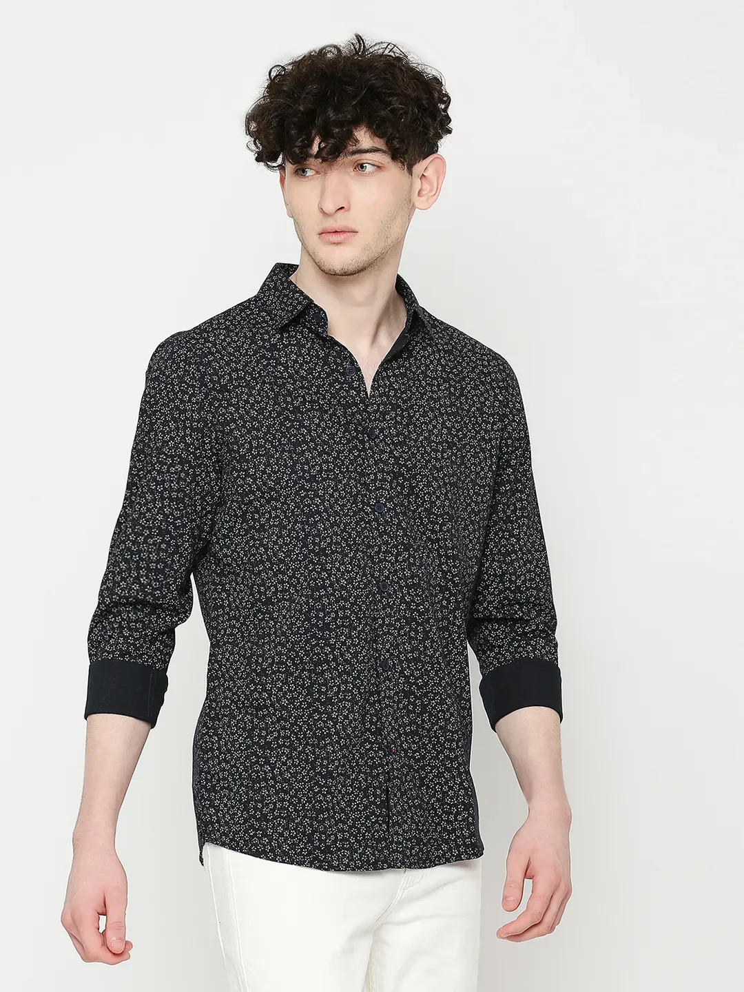 Blue Slim Straight Fit Regular Collar Long Sleeves Men's Shirt by Being Human Clothing - Image 3