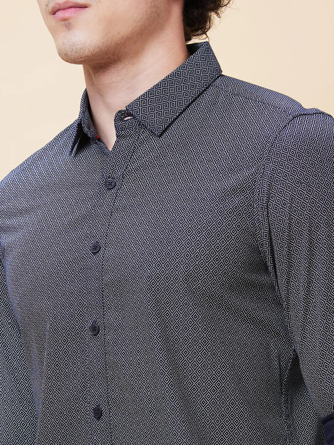 Blue Slim Straight Fit Regular Collar Long Sleeves Men's Shirt by Being Human Clothing - Image 4