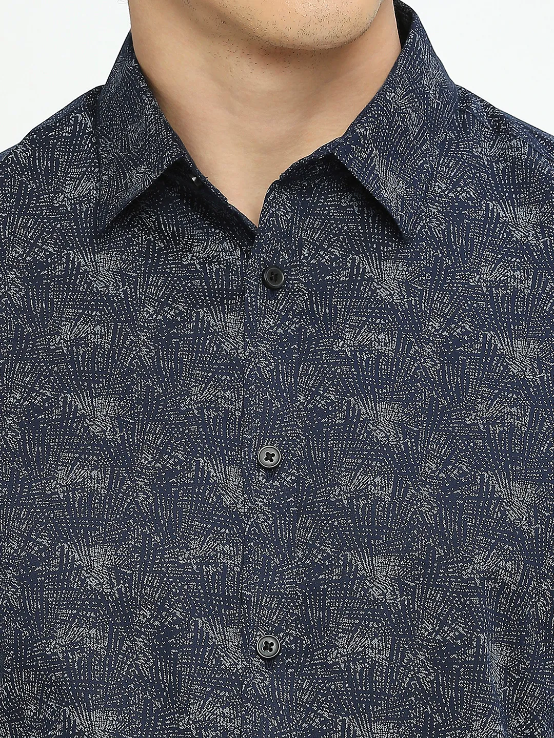 Blue Slim Straight Fit Regular Collar Long Sleeves Men's Shirt by Being Human Clothing - Image 5