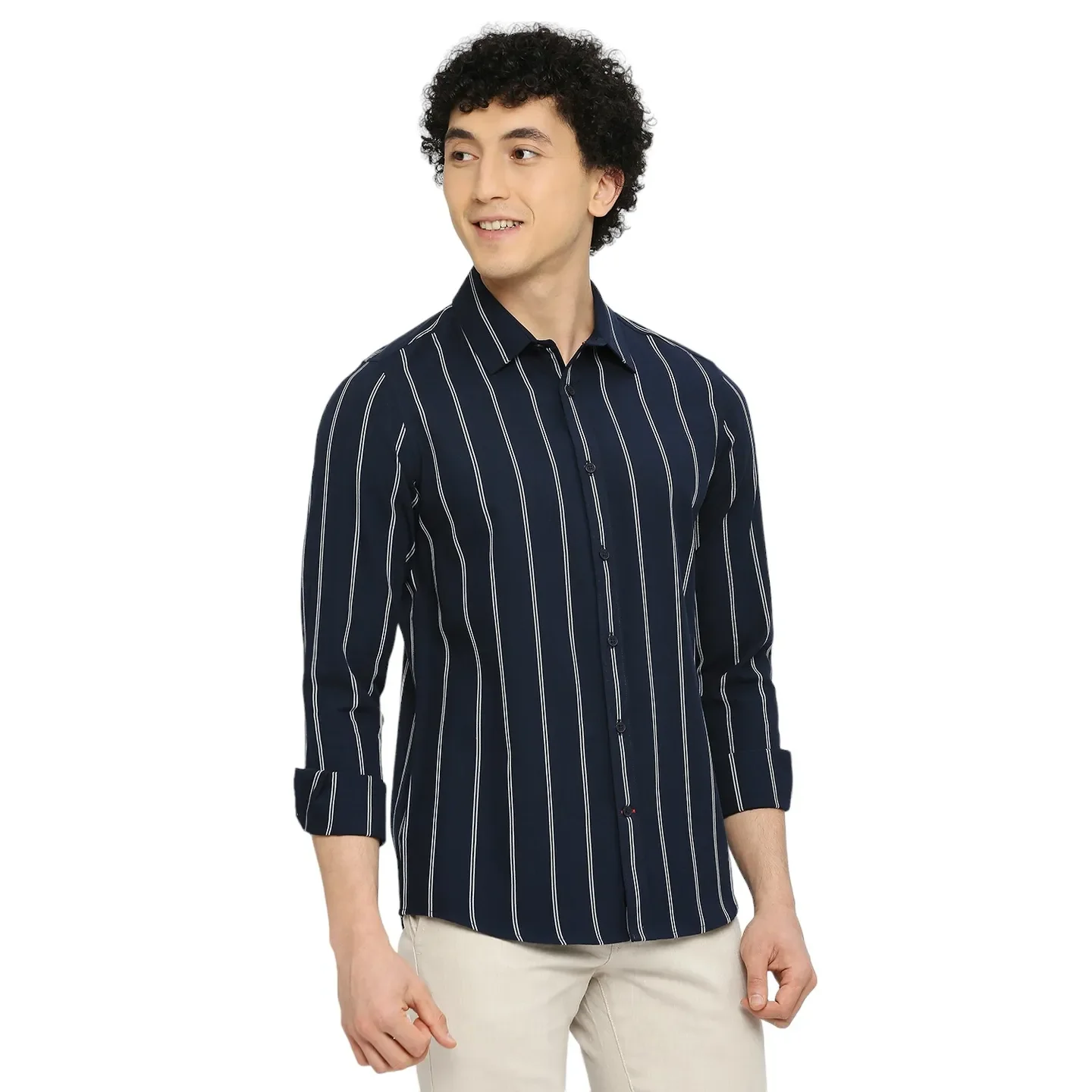 Blue Slim Straight Fit Regular Collar Long Sleeves Men's Shirt by Being Human Clothing - Image 3