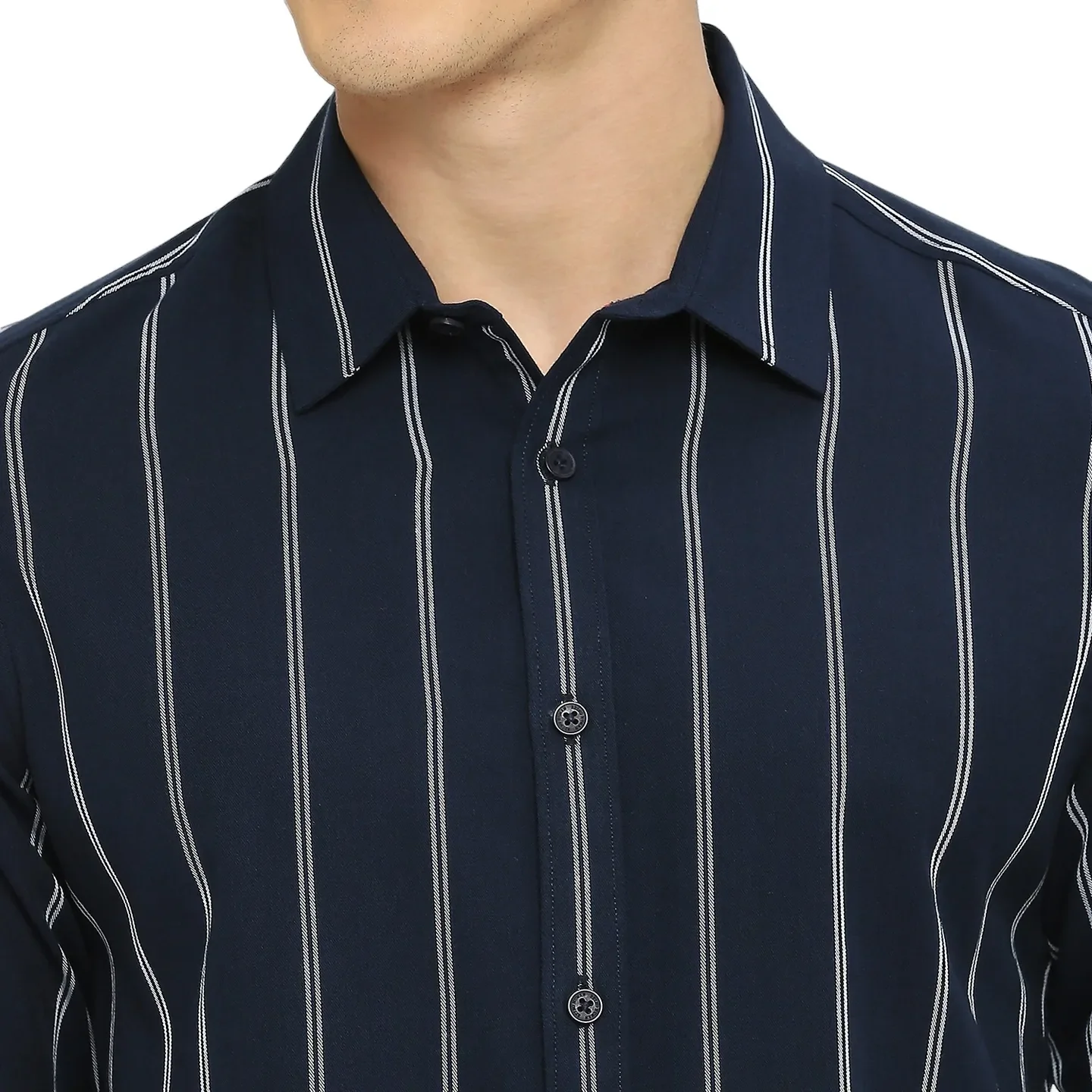 Blue Slim Straight Fit Regular Collar Long Sleeves Men's Shirt by Being Human Clothing - Image 5