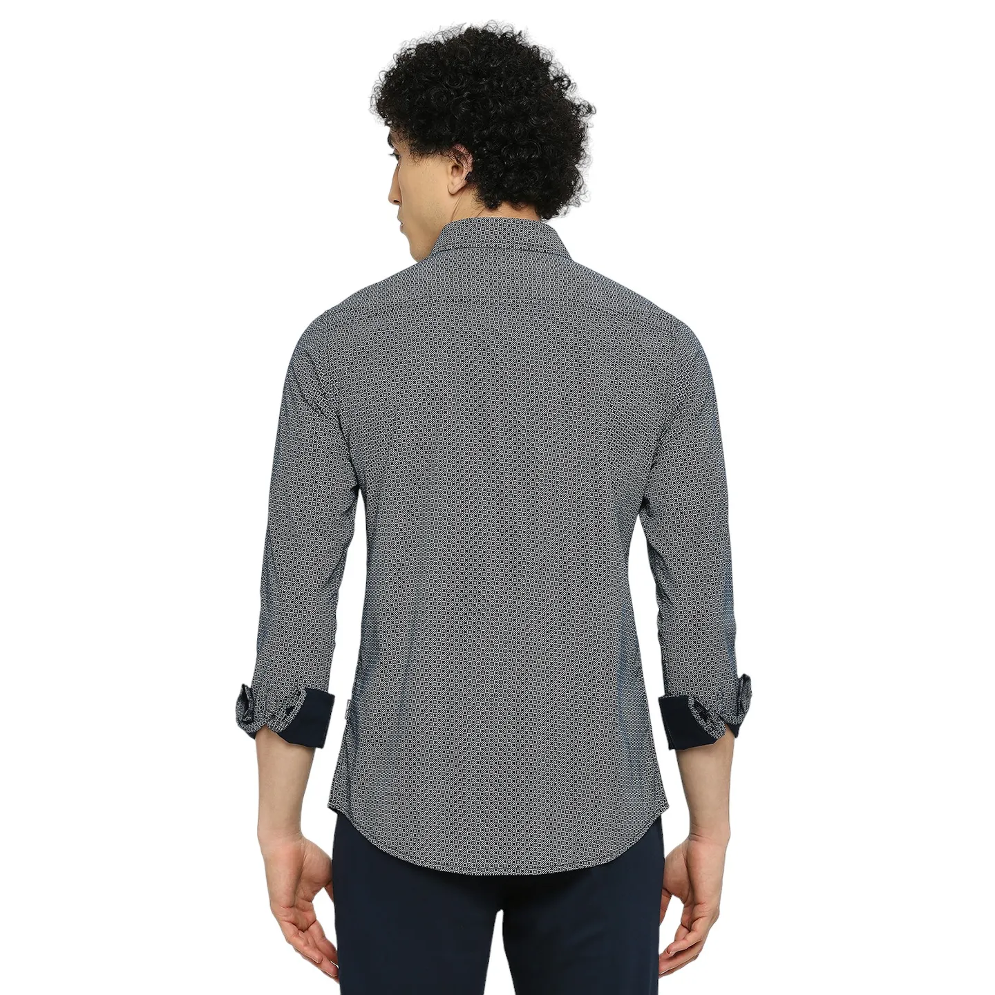 Blue Slim Straight Fit Regular Collar Long Sleeves Men's Shirt by Being Human Clothing - Image 4