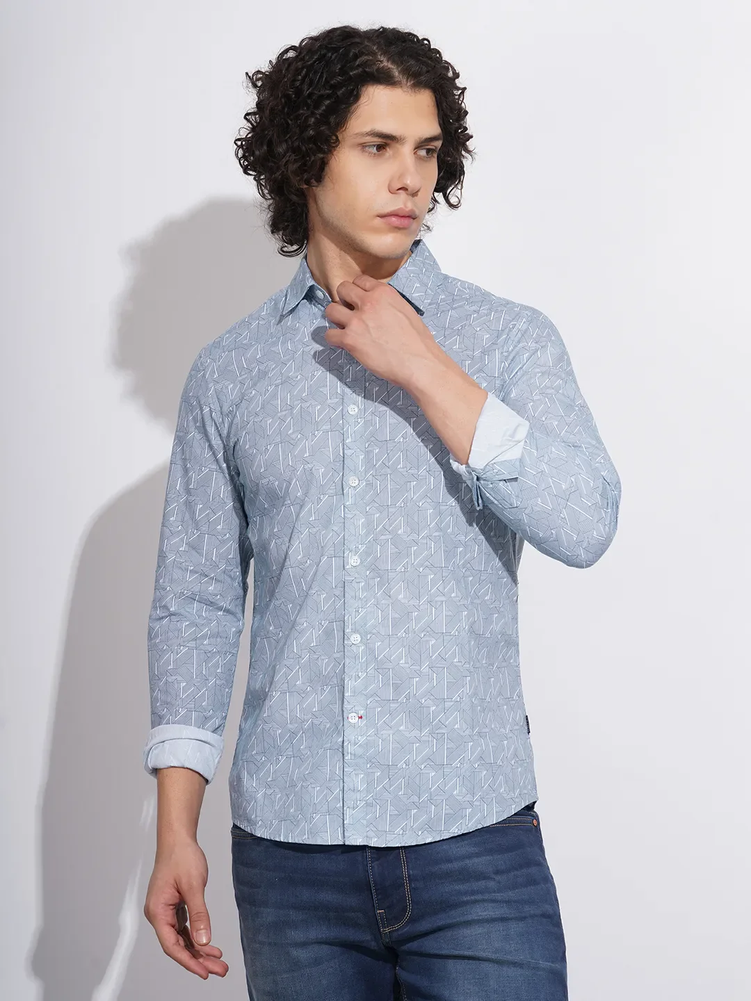 Navy Slim Fit Regular Collar Men's Shirt by Being Human Clothing