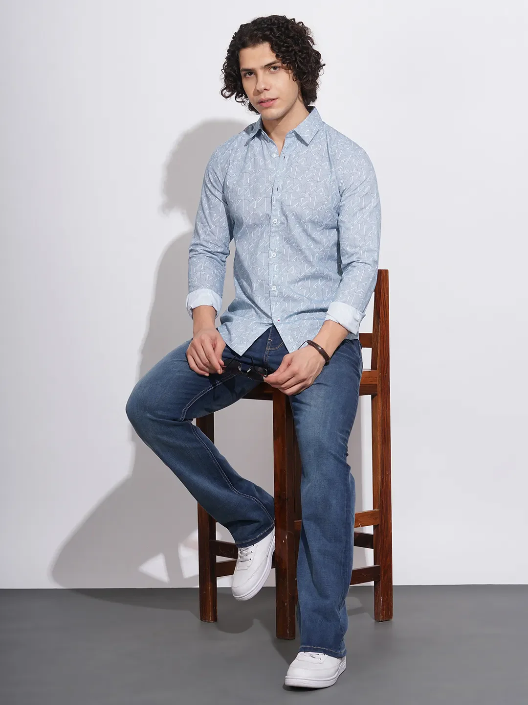 Navy Slim Fit Regular Collar Men's Shirt by Being Human Clothing - Image 4