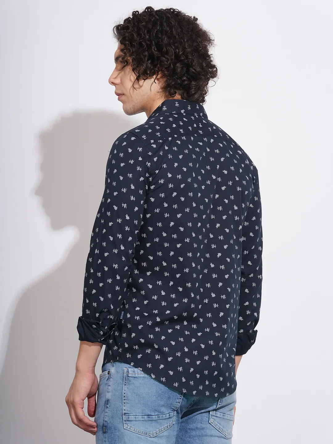 Navy Slim Fit Regular Collar Men's Shirt by Being Human Clothing - Image 3