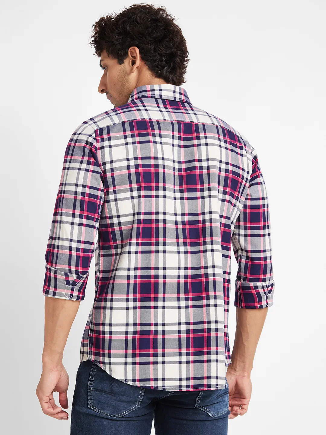 White Slim Straight Fit Regular Collar Long Sleeves Men's Shirt by Being Human Clothing - Image 4