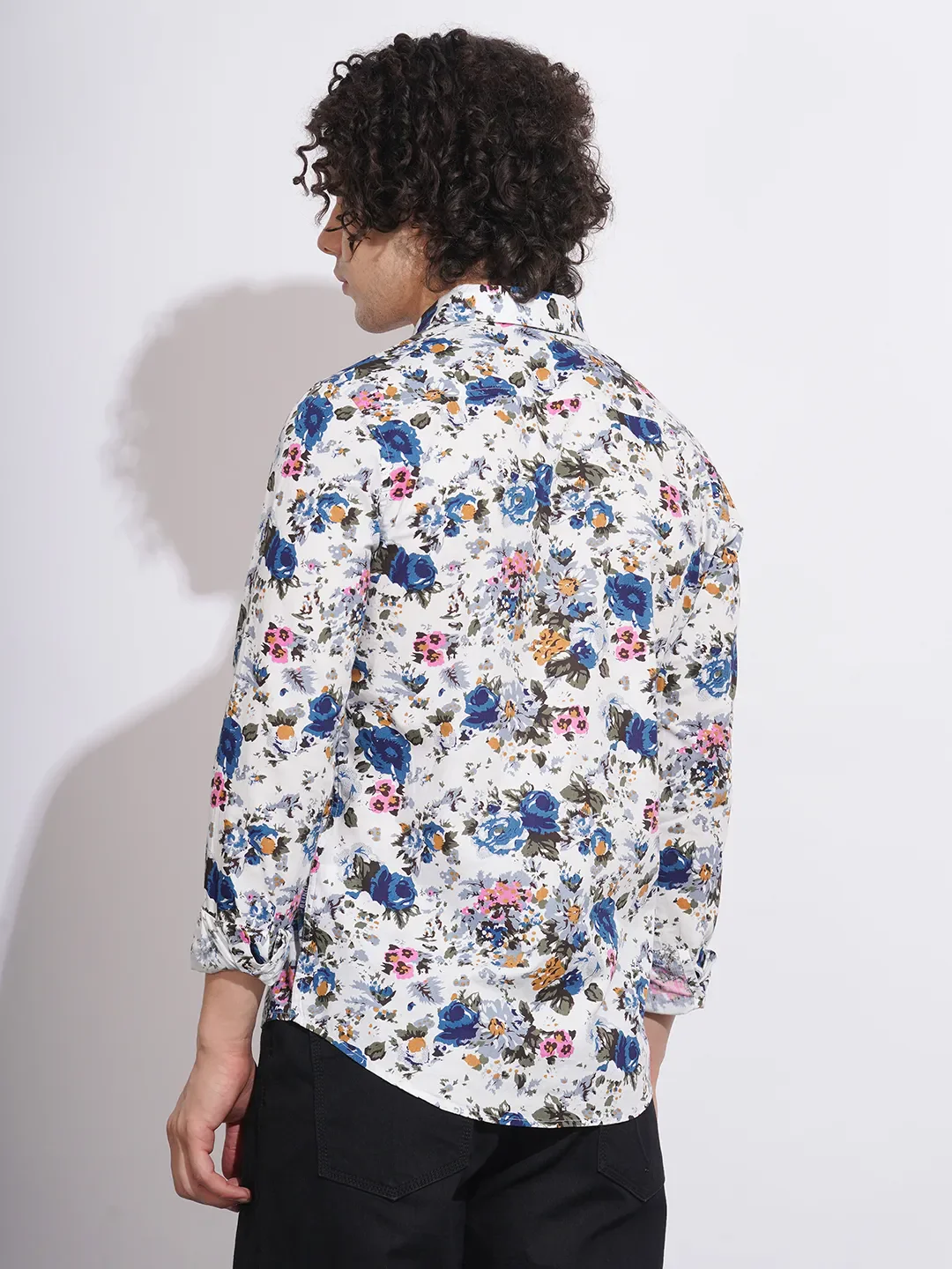 White Slim Straight Fit Regular Collar Long Sleeves Men's Shirt by Being Human Clothing - Image 3