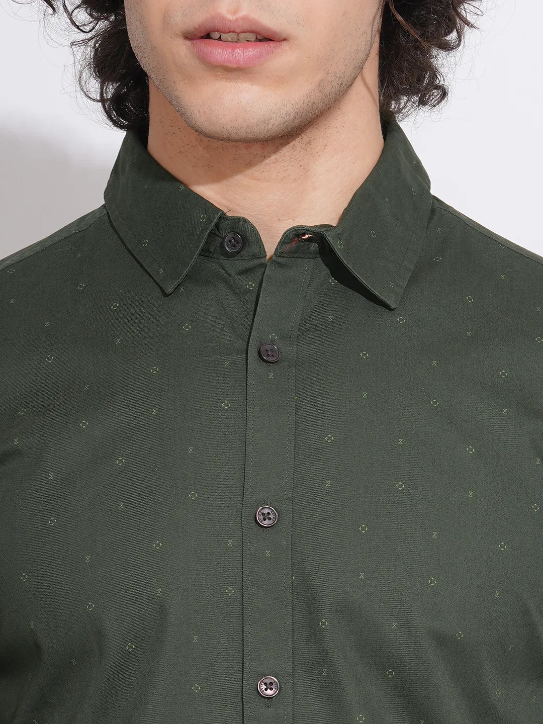 Olive Slim Fit Regular Collar Men's Shirt by Being Human Clothing - Image 5