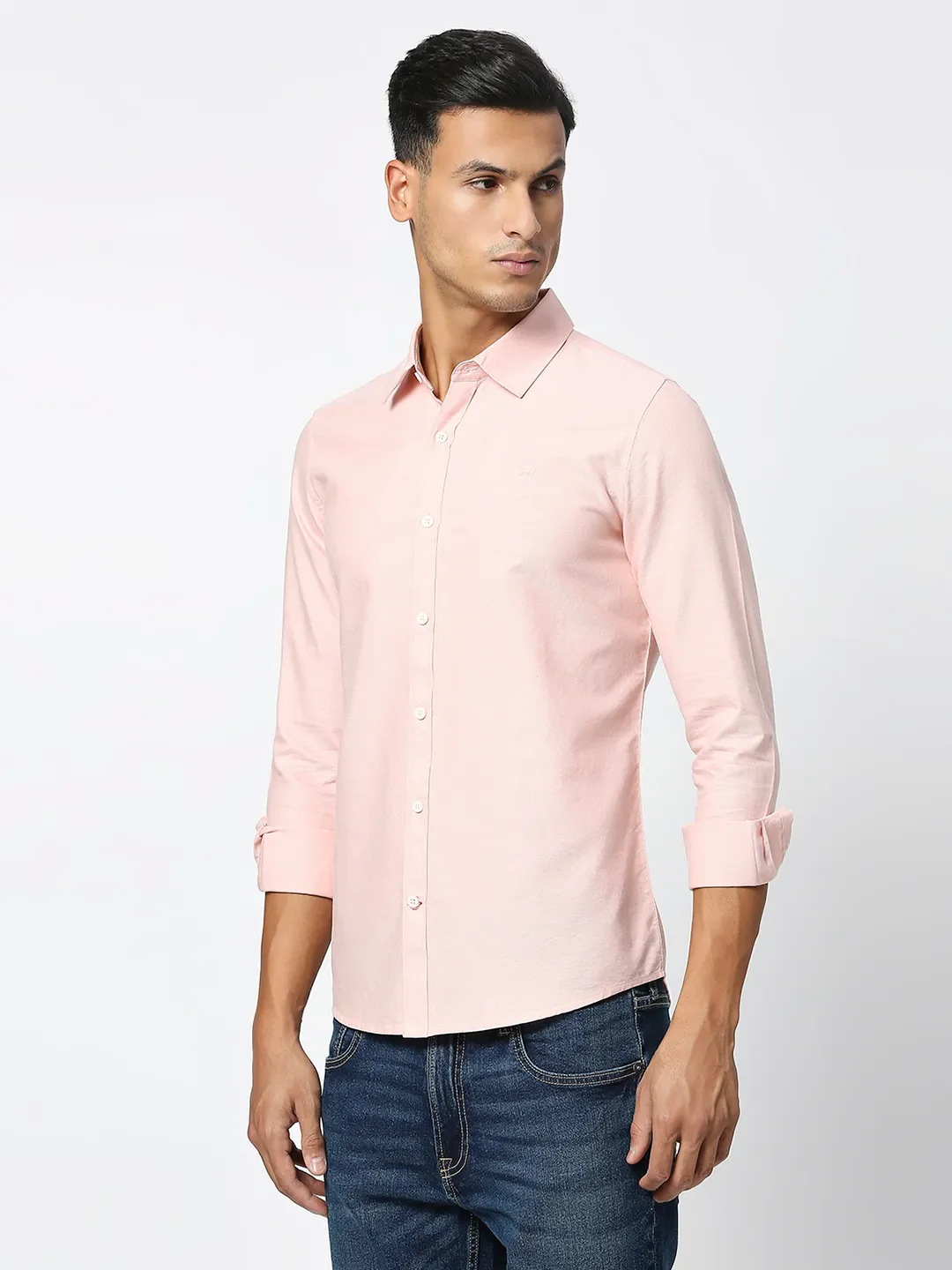 Orange Slim Straight Fit Regular Collar Long Sleeves Men's Shirt by Being Human Clothing - Image 2