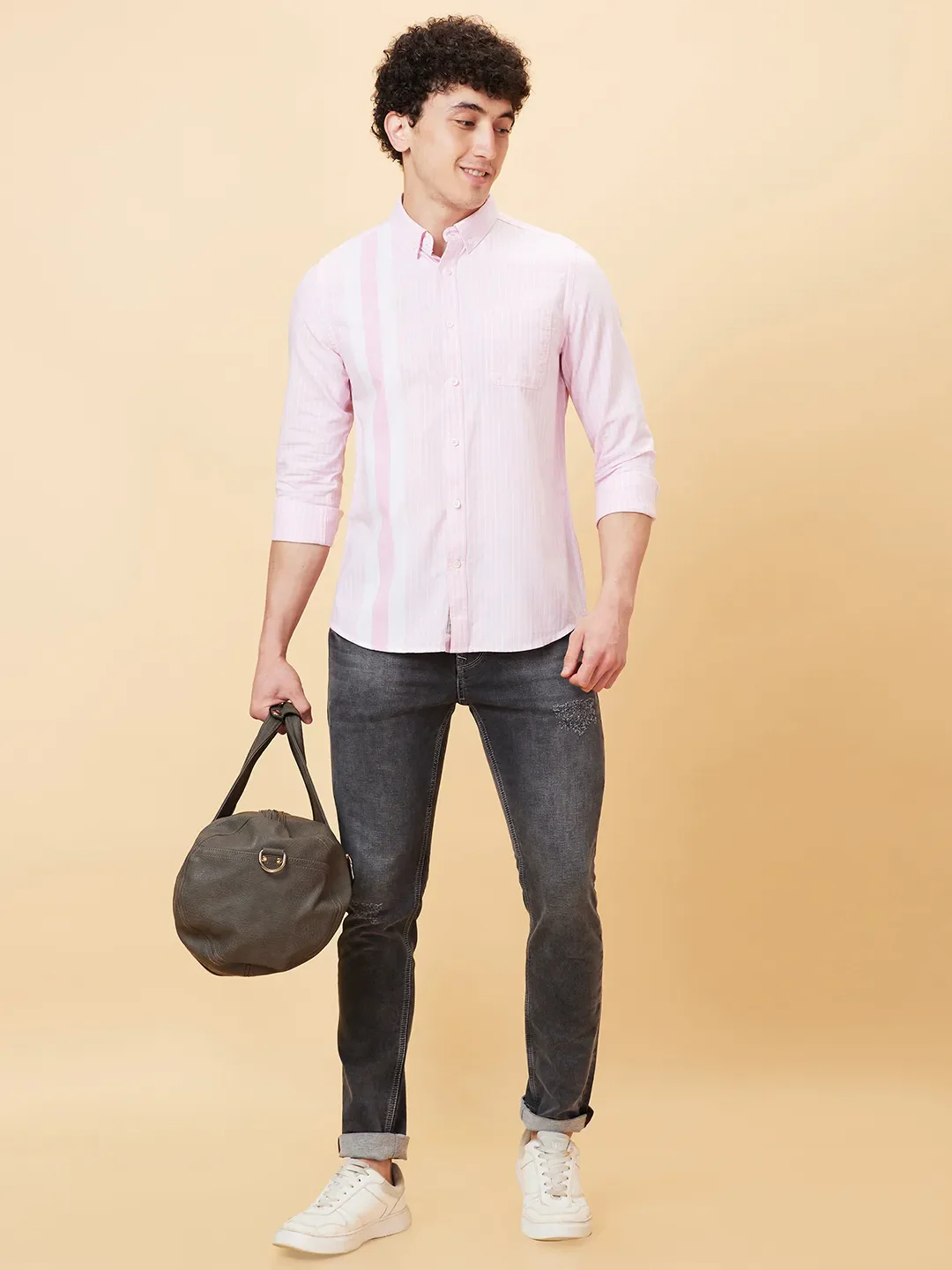 Pink Slim Fit Regular Collar Men's Shirt by Being Human Clothing - Image 2