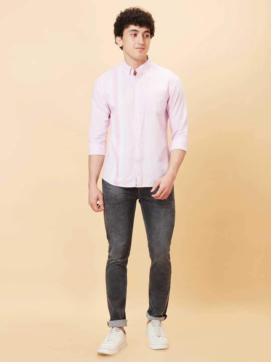 Pink Slim Fit Regular Collar Men's Shirt by Being Human Clothing - Image 6