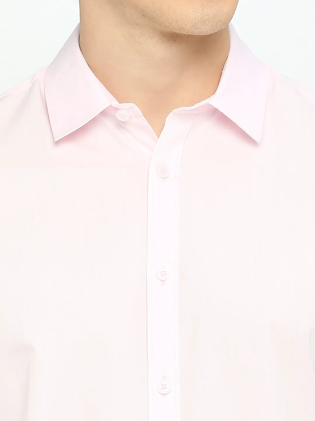 Pink Slim Straight Fit Regular Collar Long Sleeves Men's Shirt by Being Human Clothing - Image 5