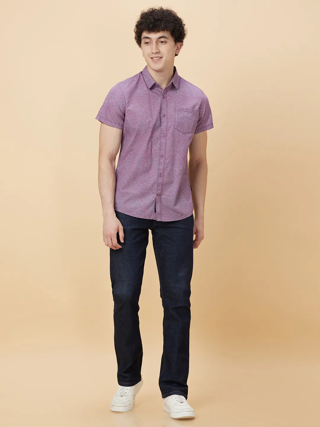 Pink Slim Fit Regular Collar Men's Shirt by Being Human Clothing - Image 2