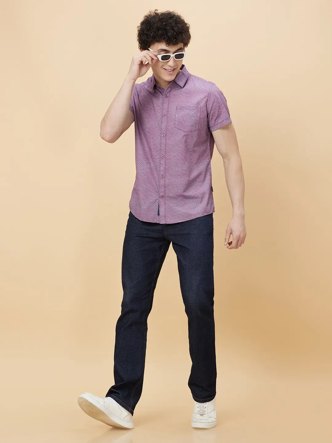 Pink Slim Fit Regular Collar Men's Shirt by Being Human Clothing - Image 6