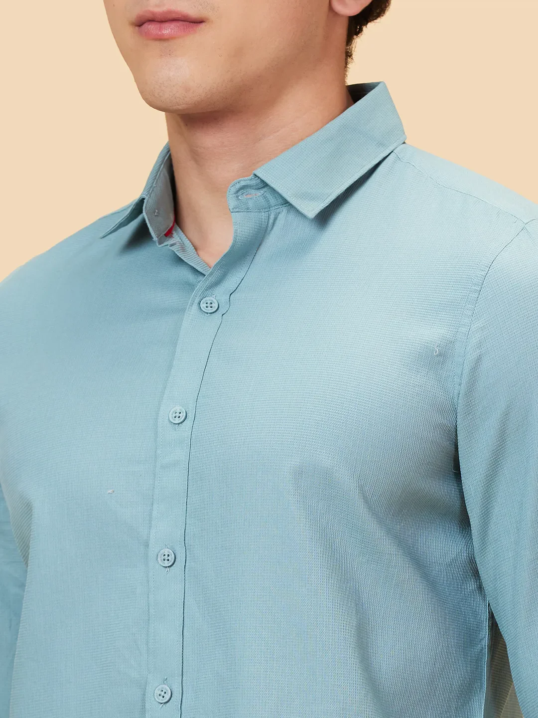 Green Slim Straight Fit Regular Collar Long Sleeves Men's Shirt by Being Human Clothing - Image 5
