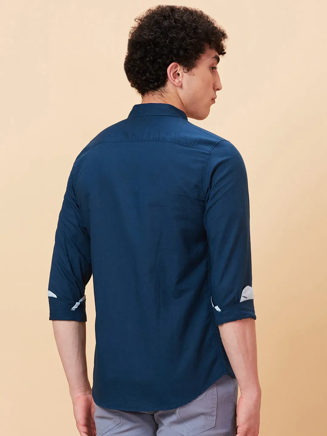 Teal Slim Fit Regular Collar Men's Shirt by Being Human Clothing - Image 3