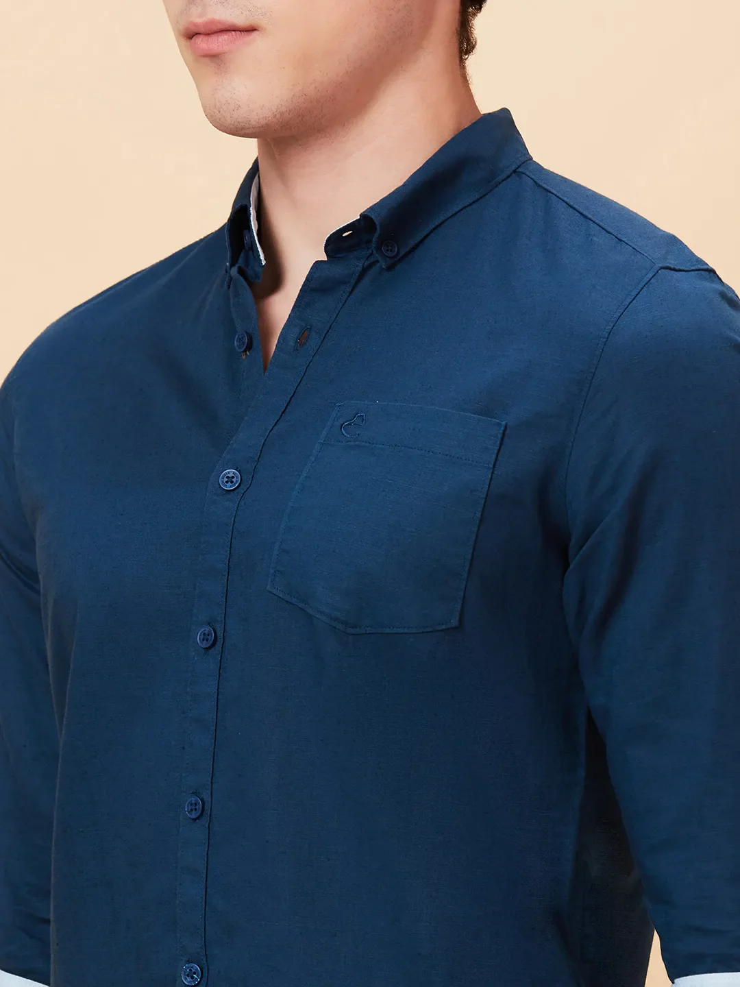 Teal Slim Fit Regular Collar Men's Shirt by Being Human Clothing - Image 5