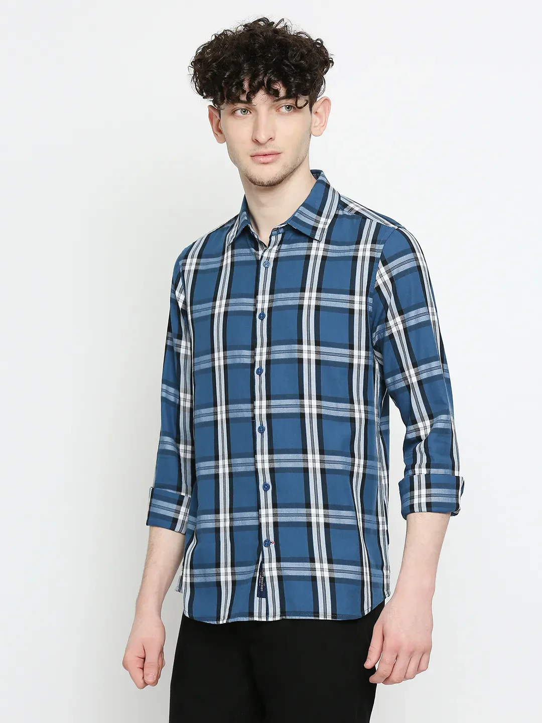 Green Slim Straight Fit Regular Collar Long Sleeves Men's Shirt by Being Human Clothing - Image 2