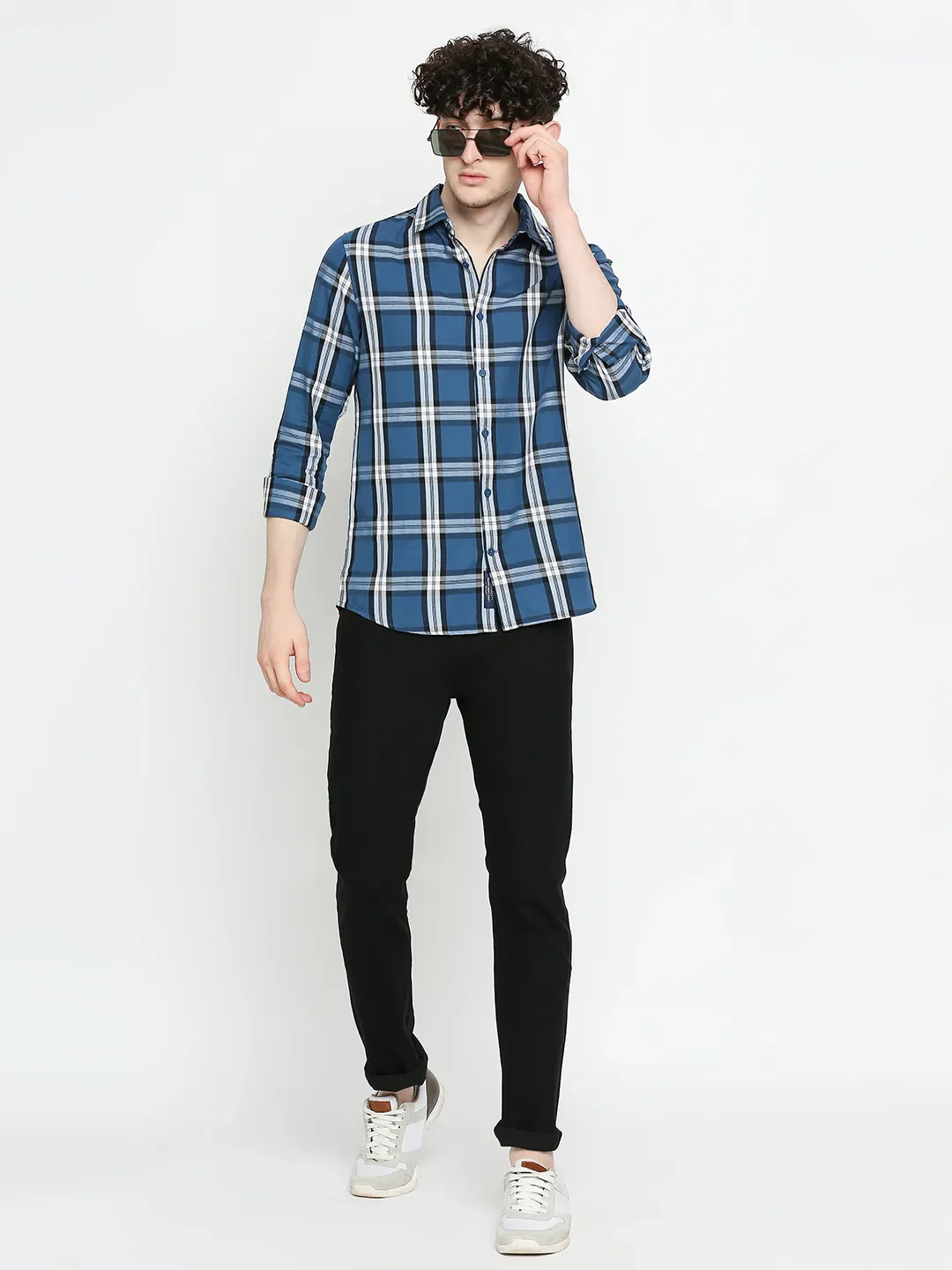 Green Slim Straight Fit Regular Collar Long Sleeves Men's Shirt by Being Human Clothing - Image 6