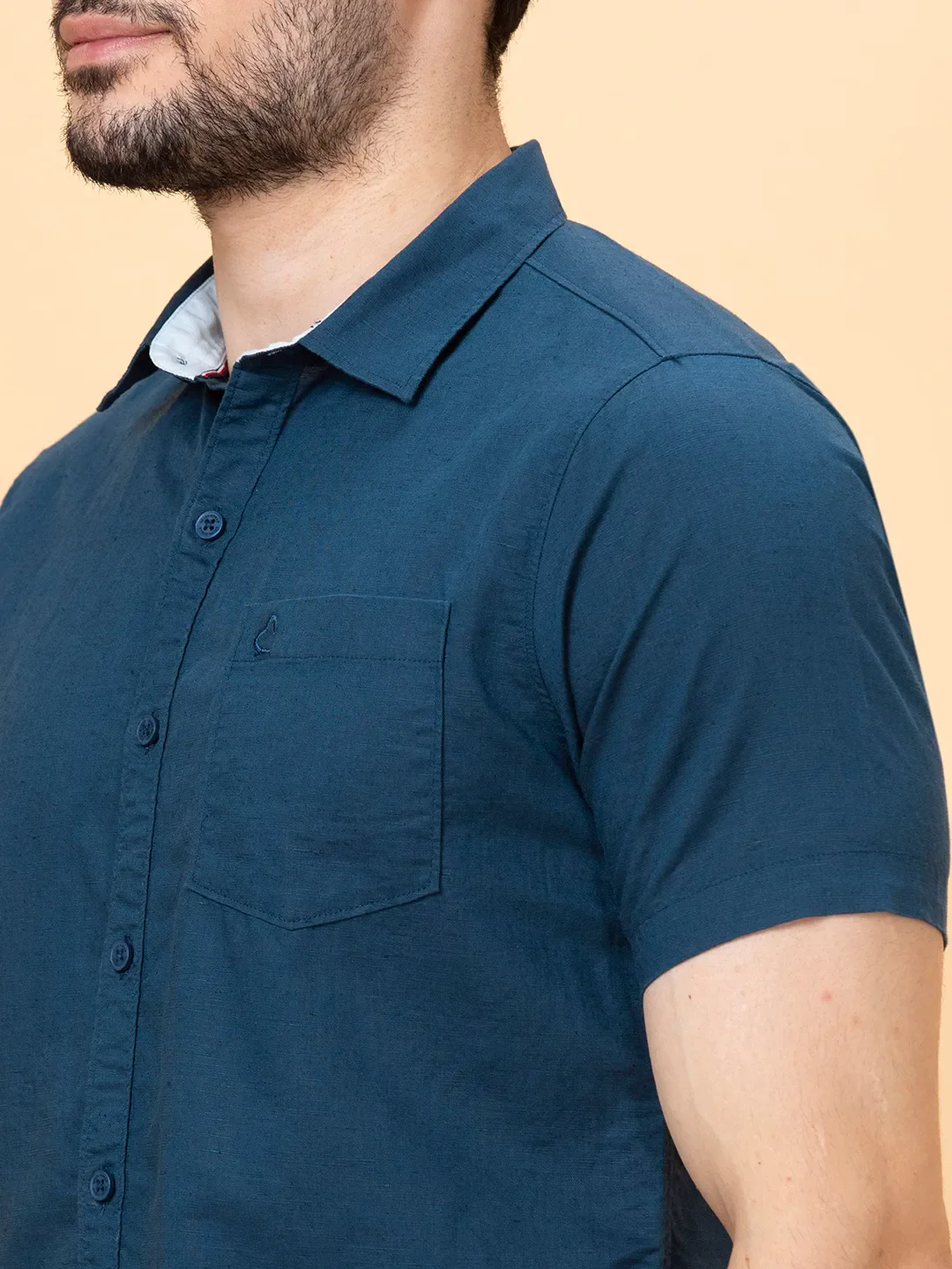 Teal Slim Fit Regular Collar Men's Shirt by Being Human Clothing - Image 5