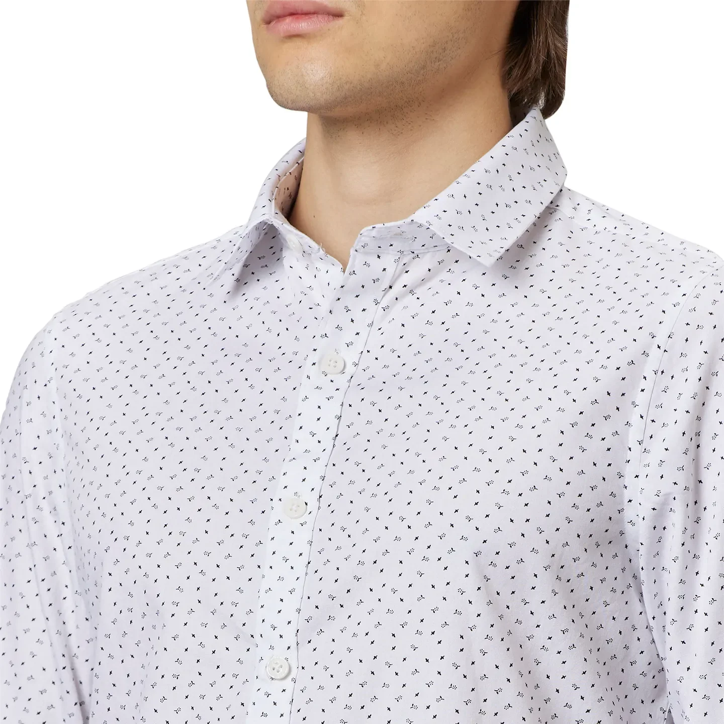 White Slim Straight Fit Regular Collar Long Sleeves Men's Shirt by Being Human Clothing - Image 5