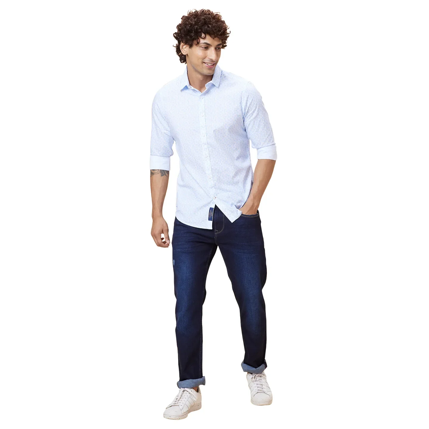 White Slim Straight Fit Regular Collar Long Sleeves Men's Shirt by Being Human Clothing - Image 2