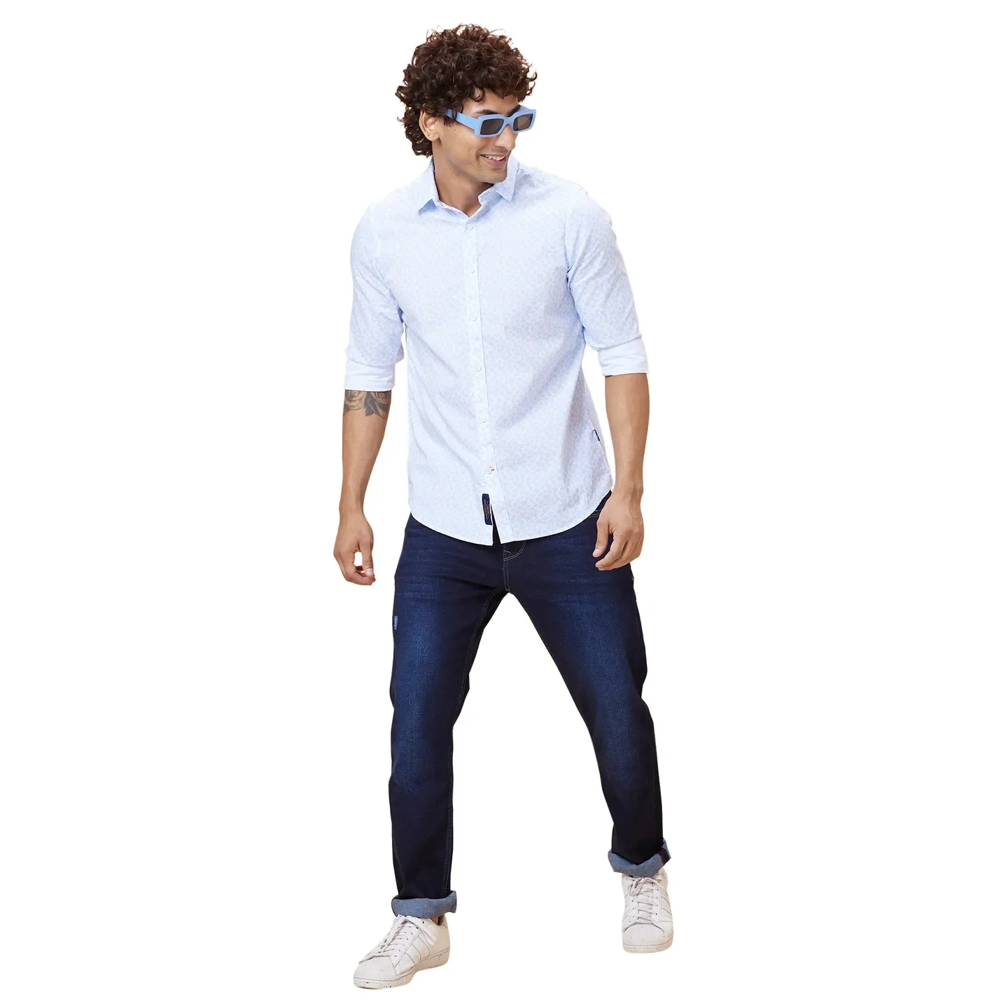 White Slim Straight Fit Regular Collar Long Sleeves Men's Shirt by Being Human Clothing - Image 6