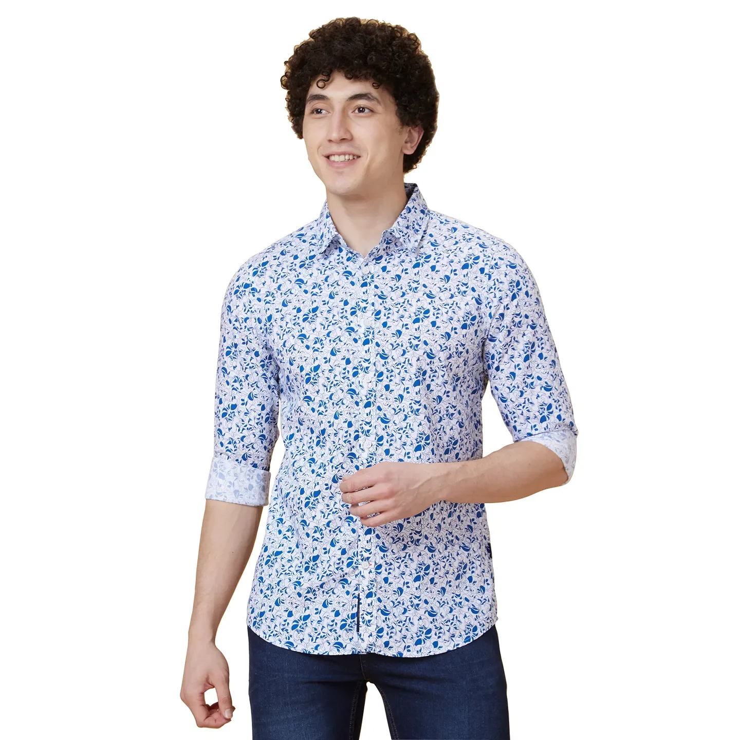 White Slim Straight Fit Regular Collar Long Sleeves Men's Shirt by Being Human Clothing
