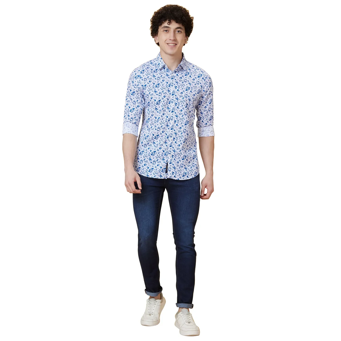 White Slim Straight Fit Regular Collar Long Sleeves Men's Shirt by Being Human Clothing - Image 2