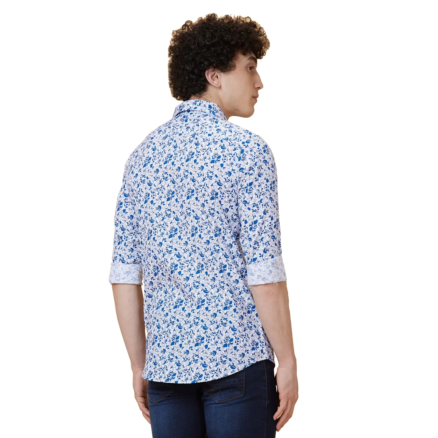 White Slim Straight Fit Regular Collar Long Sleeves Men's Shirt by Being Human Clothing - Image 3