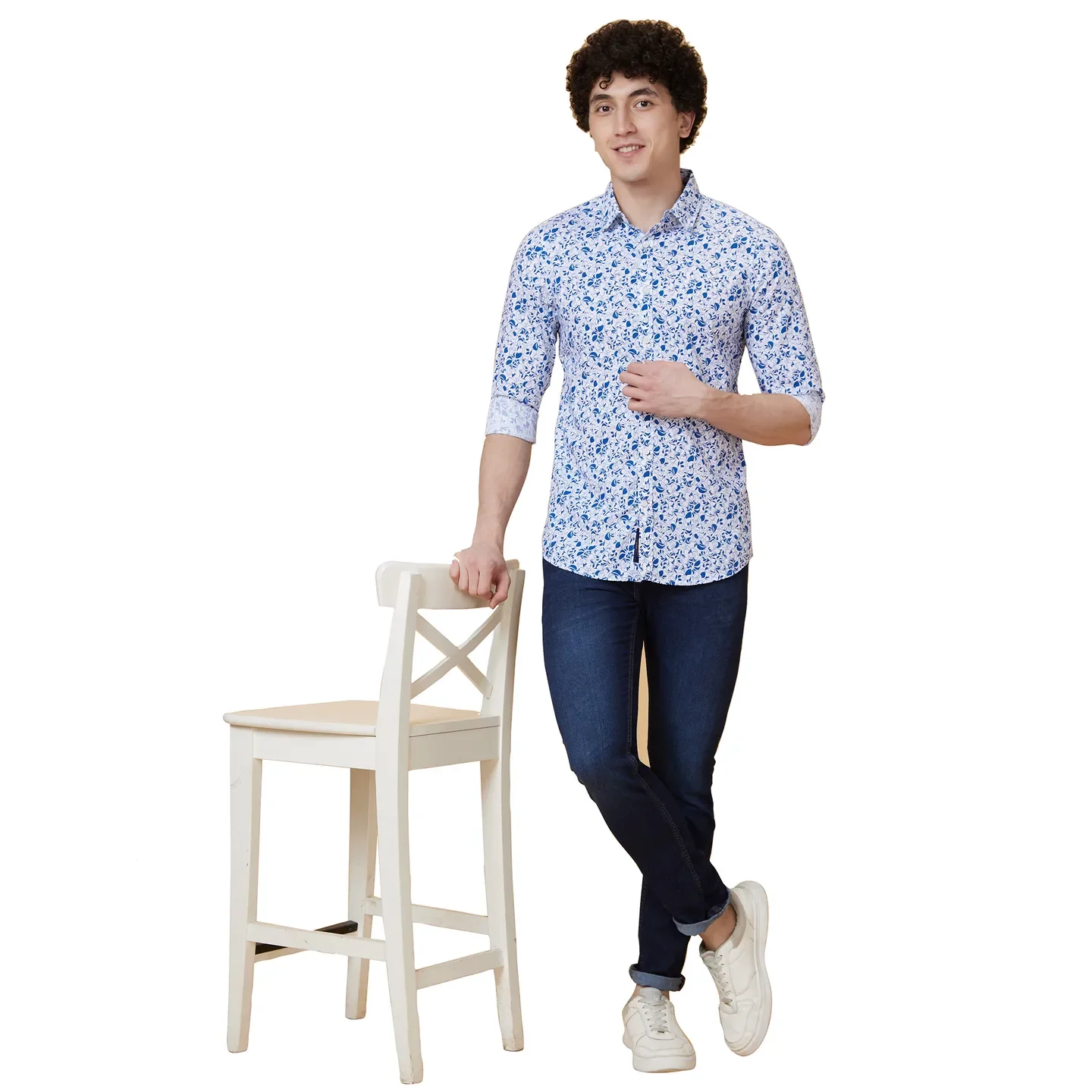 White Slim Straight Fit Regular Collar Long Sleeves Men's Shirt by Being Human Clothing - Image 6