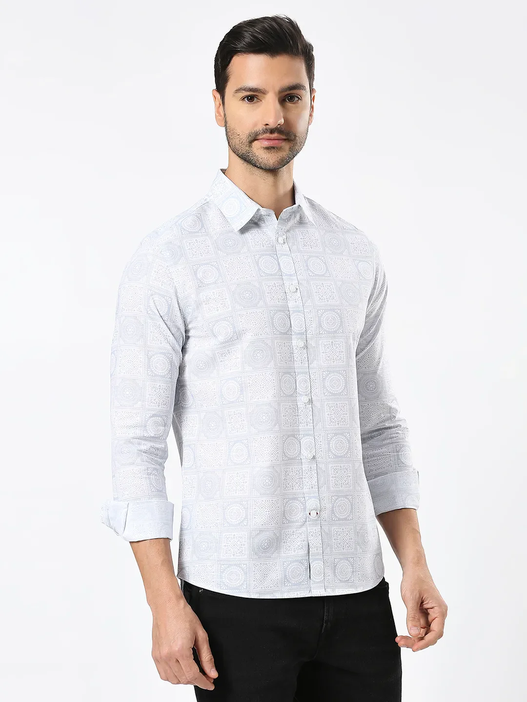 White Slim Fit Regular Collar Men's Shirt by Being Human Clothing - Image 3