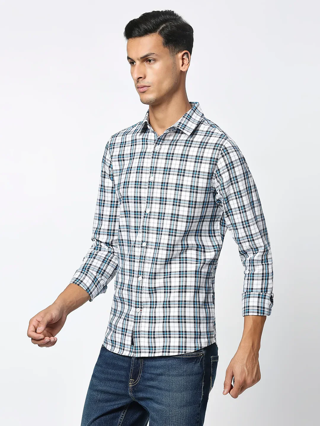 White Slim Fit Regular Collar Men's Shirt by Being Human Clothing - Image 2