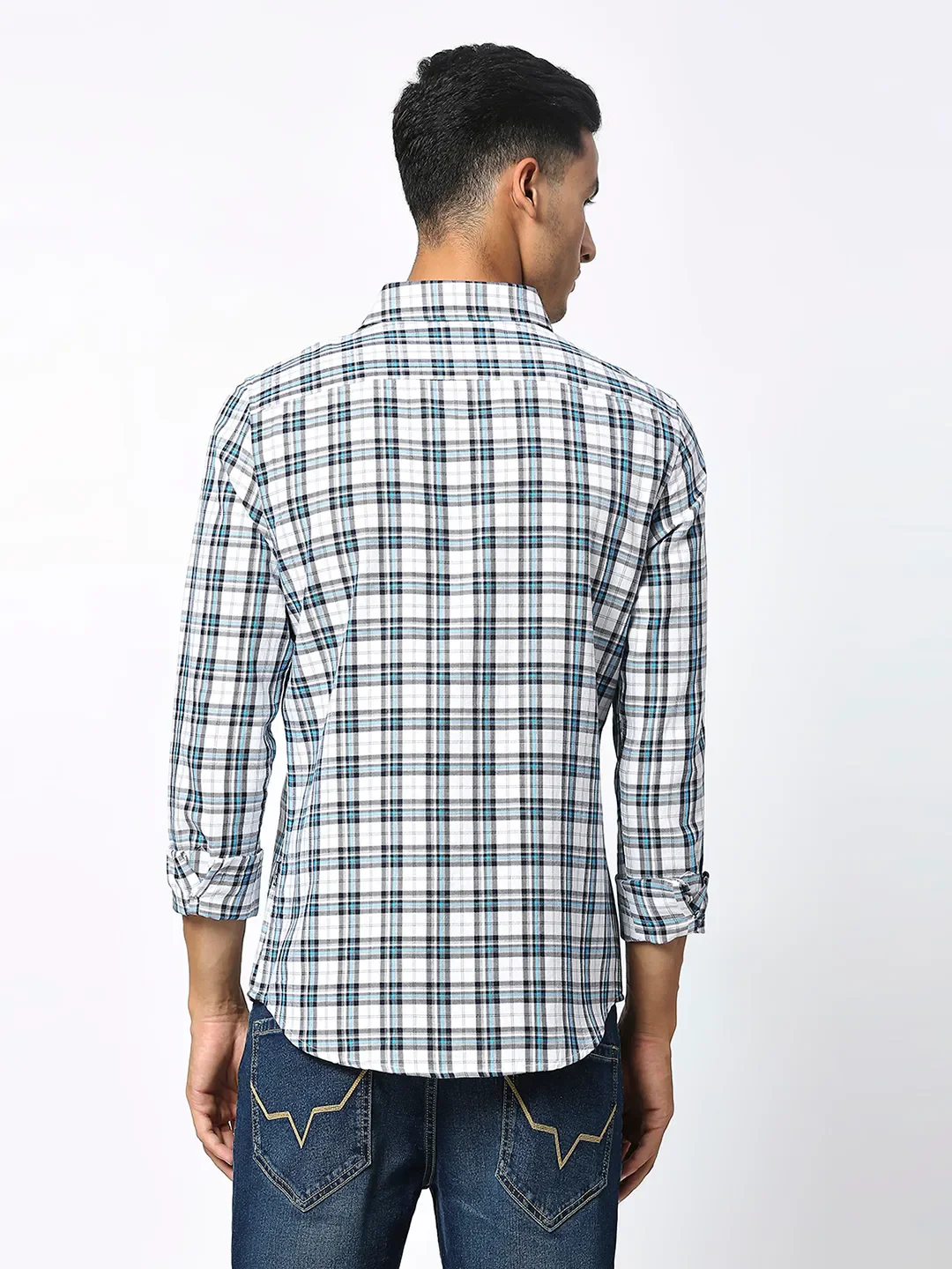 White Slim Fit Regular Collar Men's Shirt by Being Human Clothing - Image 4