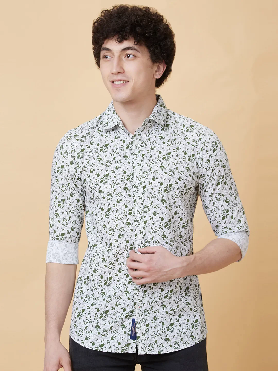 White Slim Straight Fit Regular Collar Long Sleeves Men's Shirt by Being Human Clothing