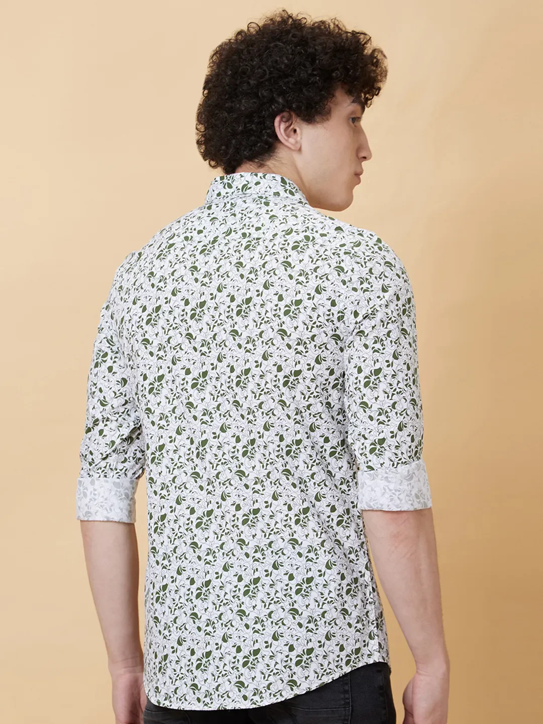 White Slim Straight Fit Regular Collar Long Sleeves Men's Shirt by Being Human Clothing - Image 3
