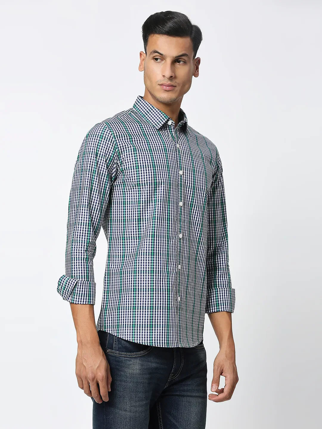 White Slim Fit Regular Collar Men's Shirt by Being Human Clothing - Image 3