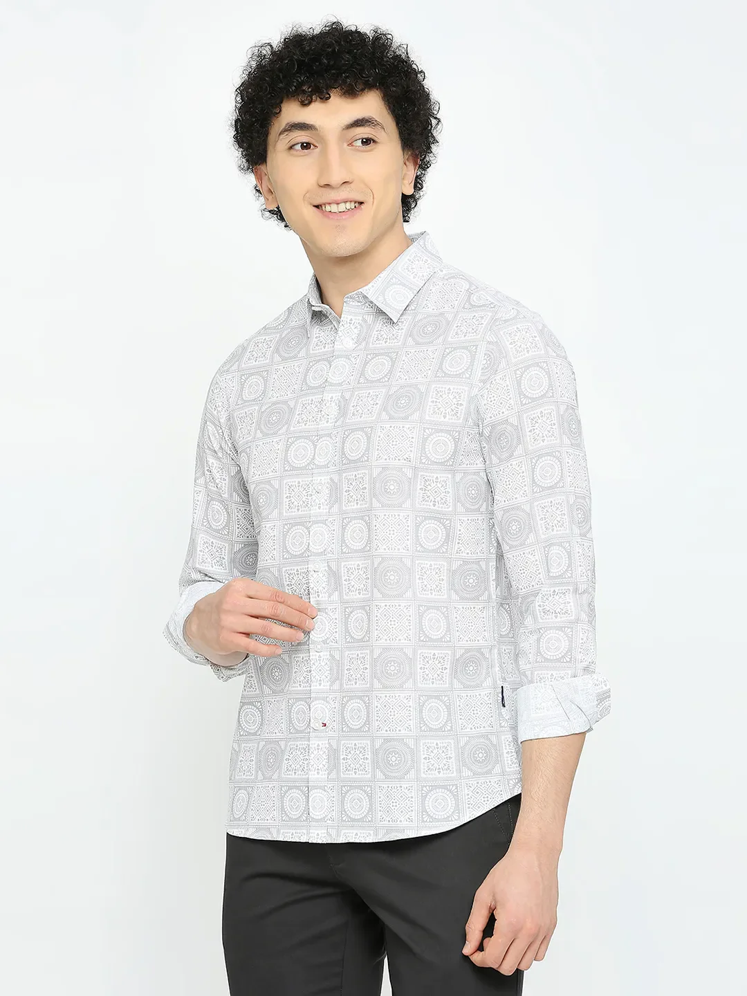 White Slim Straight Fit Regular Collar Long Sleeves Men's Shirt by Being Human Clothing - Image 2