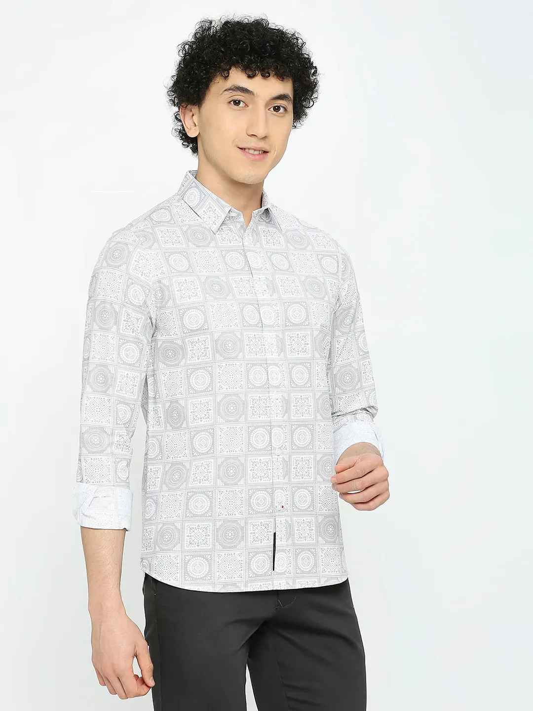White Slim Straight Fit Regular Collar Long Sleeves Men's Shirt by Being Human Clothing - Image 3